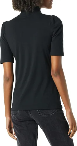 Vista 2 de Tienda Essentials Cuello alto drapeado de manga abombada para mujer