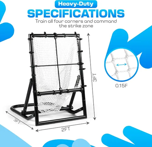 Vista 7 de Baseball & Softball Rebounder Net – Adjustable Pitching Trainer for Accuracy, Throwing, and Fielding – Durable Training Equipment for Youth & Adults