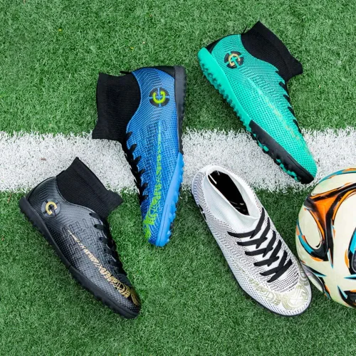 Vista 6 de HESBITEUL Zapatos de fútbol para hombre, atléticos, para interiores y exteriores, cómodos, para niños, fútbol americano, zapatos deportivos de alto
