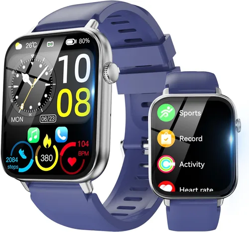 Vista 10 de Reloj inteligente para hombres y mujeres, contestar/hacer llamadas, monitor de fitness HD de 1.85 pulgadas con frecuencia cardíaca 24/7 y monitor