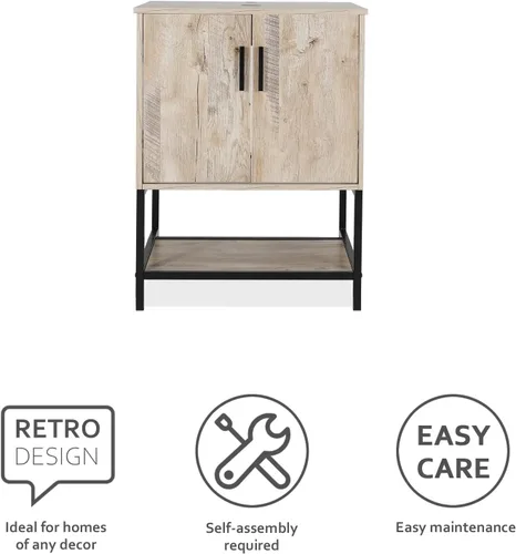 Vista 3 de eclife Lavabo de tocador de baño de 24 pulgadas, gabinete de metal moderno con estante inferior, fregadero azul para barco y grifo de ahorro de agua