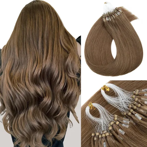Vista 12 de MY-LADY Microlink - Extensiones de cabello humano con microcuentas de 14 pulgadas, extensiones de cabello rubio con micro bucle, extensiones