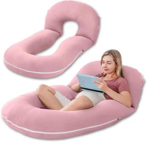 Vista 9 de INSEN Almohadas de embarazo, almohadas de maternidad multiusos para dormir y amamantar, almohada para sentarse para adultos (azul)