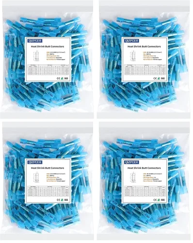 Vista 8 de Conectores a tope termorretráctiles, 12-10 AWG, 50 unidades, amarillos, impermeables, terminales de crimpado, conectores de cable eléctrico, empalme