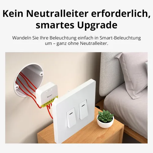 Vista 4 de SONOFF Mini Duo-L Zigbee Smart Switch – Sin cable neutro, Zigbee 3.0, doble canal, 16 A en total, compatible con Alexa, Google Home, temporizador