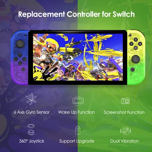 Vista 2 de Rotacess Controller for Nintendo Switch, Replacement for Switch Wireless Controller with Double Vibration, Wake-UpScreenshotMotion Control