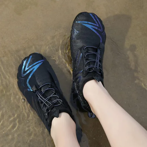 Vista 5 de Whatseaso Zapatos acuáticos para mujeres y hombres, de secado rápido, zapatos descalzos para buceo, natación, surf, aqua, caminar, playa, yoga