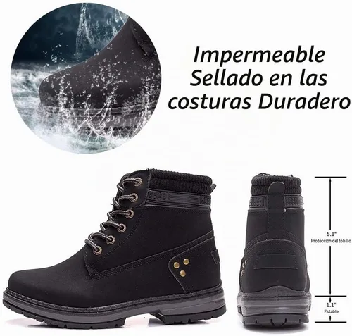 Vista 4 de Athlefit Women's Lace-Up Work Hiking Combat Ankle Boots Negro
