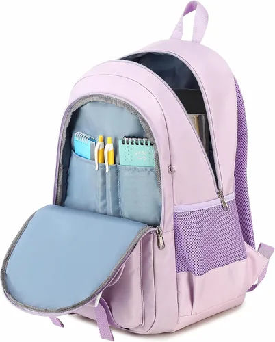 Vista 9 de Bluboon Mochila para niñas y niños con lonchera de mármol para escuela escolar para jardín de infantes y escuela primaria, Púrpura, Mochilas Daypack