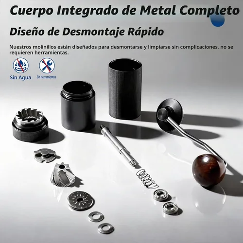 Vista 3 de Molinillo de café manual, rebaba cónica de acero inoxidable con ajuste ajustable, posicionamiento de doble rodamiento para prensa francesa, goteo