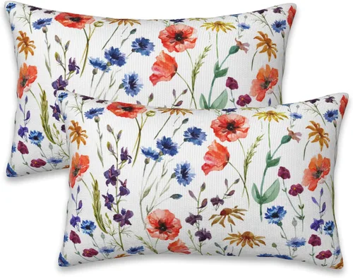 Vista 27 de Fundas de almohada Naqiuli azules florales de 16x16 pulgadas, juego de 2 fundas de almohada decorativas, fundas de cojín para dormitorio, sala