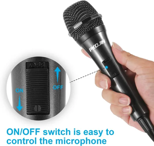 Vista 3 de Micrófono de karaoke dinámico para cantar, micrófono vocal con cable para karaoke, micrófono de mano con cable de 10 pies, micrófonos para altavoz