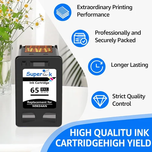 Vista 4 de SuperInk Cartucho de tinta remanufacturado 65XL para HP 65 65 XL compatible con HP Envy 5055 5058 5052 DeskJet 3755 2622 2655 2624 3720 3721 3722