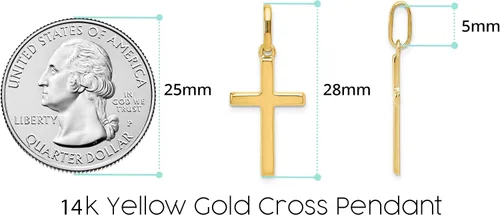 Vista 7 de Colgante de cruz de oro amarillo de 14 quilates 1 pulgada 1102in x 0512in regalos de joyería para mujeres esposa mamá regalos para hombres marido