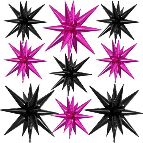 Vista 11 de 9 piezas de globos de estrella beige, grandes globos de papel de aluminio en forma de estrella en explosión, globos de Mylar en punta color crema