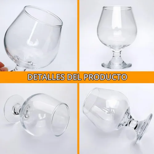 Vista 3 de Copas de vino de brandy, juego de 12 copas de vino de vidrio