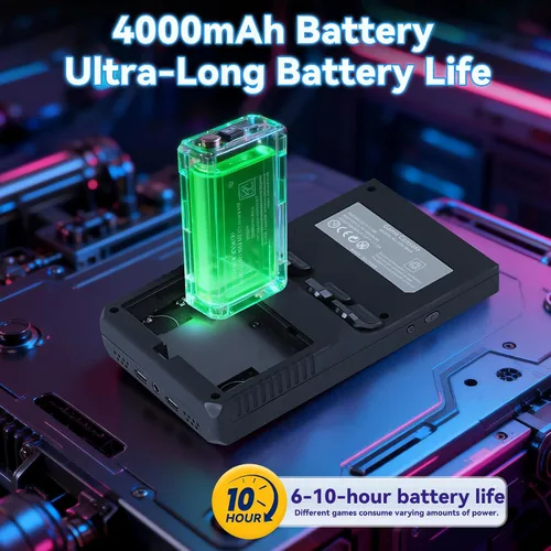 Vista 3 de Consola de juegos de mano retro V40 Max, tarjeta TF de 256GB con 40,000 juegos clásicos, pantalla IPS HD de 4.0 pulgadas, batería de 4000mAh, Negro