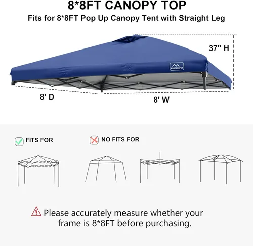Vista 29 de KAMPKEEPER Cubierta de Repuesto Superior para Carpa Toldo Emergente con Ventilación de Aire y Correa Elástica Ajustable, Poliéster Resistente a Azul