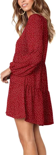 Vista 2 de Amoretu Vestido tipo túnica de verano para mujer, con cuello en V, casual, holgado, con vuelo
