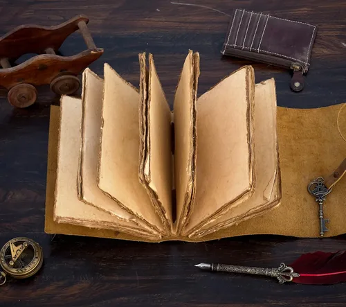 Vista 6 de Diario de cuero del Árbol de la Vida - Diario antiguo hecho a mano con borde envejecido y papel vintage encuadernado en cuero - Diario del Libro