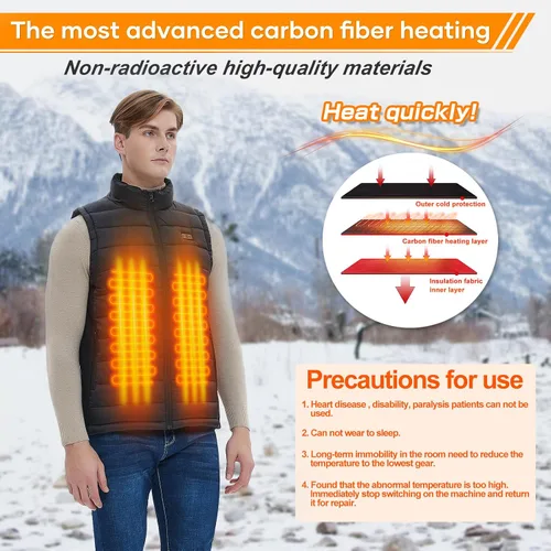 Vista 3 de Chaleco calefactable - Chaqueta térmica eléctrica para hombremujer, batería no incluida