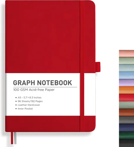 Vista 53 de RETTACY Cuaderno de diario con puntos y viñetas, 192 páginas, tamaño mediano A5 (5.7" x 8.3"), tapa dura de cuero, papel grueso de 100 gsm