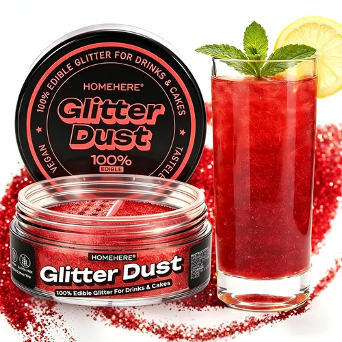 Vista 16 de HomeHere Purpurina comestible para bebidas y pasteles, 0.35 onzas de polvo brillante de diamante de grado alimenticio, polvo brillante