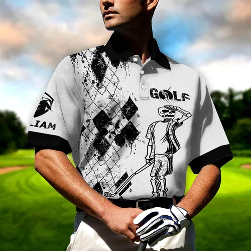 Vista 5 de TEEMAN Camisetas polo de golf divertidas personalizadas para hombres camisetas de golf locas para hombres divertidas camisas de golf para hombres