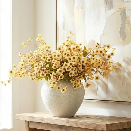 Vista 12 de Orange Faux Wildflowers for Fall Decor, Artificial Mum Look For Porch