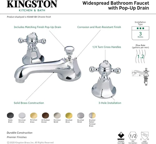 Vista 5 de Kingston Brass KS4463BX Grifo de baño extendido de 8 pulgadas, latón antiguo