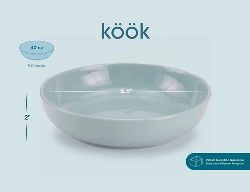 Vista 7 de KooK Tazones para pasta, para sopas y ensaladas, juego de 4, 40 onzas azul (Casper Blue)