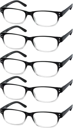 Vista 14 de Eyekepper Gafas de lectura clásicas para hombre, paquete de 5 con bisagras de resorte 5 Pares Mixtos