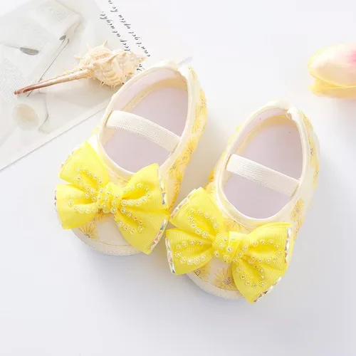 Vista 2 de DDDHL Zapatos para bebés, zapatos de princesa, lisos, con diadema suave, para bebés y niñas de 0 a 18 meses