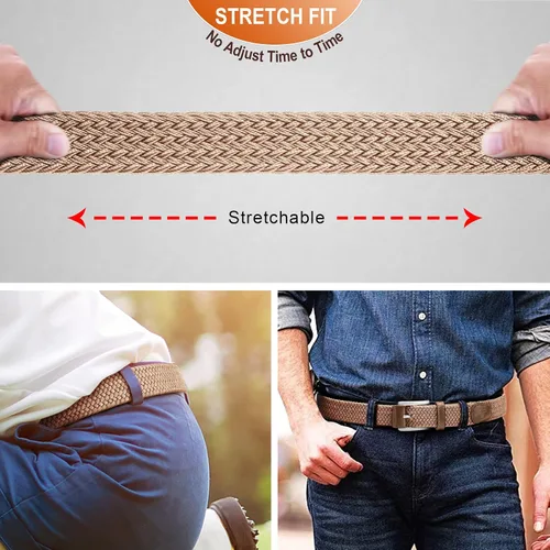 Vista 4 de BULLIANT Cinturón elástico para hombre, cinturón trenzado de regalo para hombre, 1 38 para golf, pantalones casuales, camisas, jeans