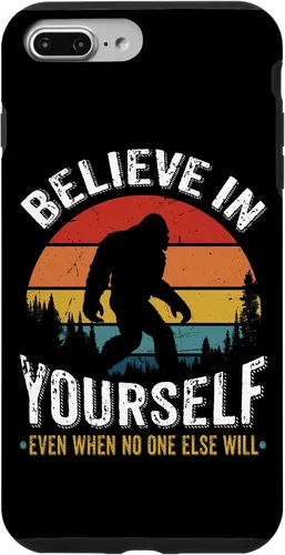 Vista 12 de Funda inspiradora para iPhone 16 Believe in Yourself Retro Bigfoot Sasquatch
