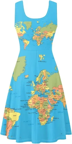 Vista 5 de Vestido casual de verano sin mangas hasta la rodilla para mujer