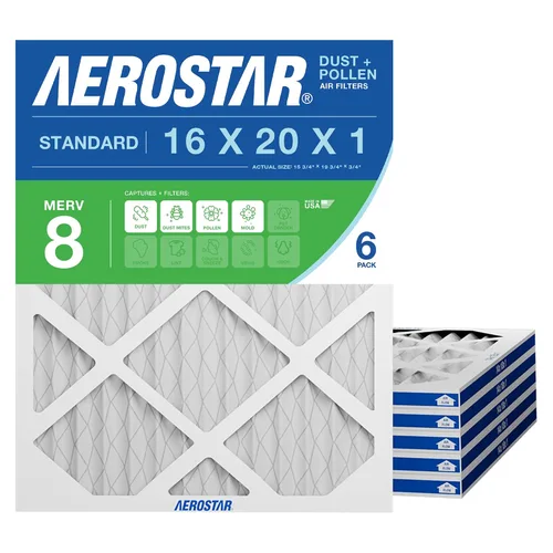 Vista 7 de Aerostar MERV 8 de 16 x 20 x 1 - 4 unidades - Filtros plisados para HVAC, horno y aire acondicionado - Elimina el polvo, la pelusa, el moho