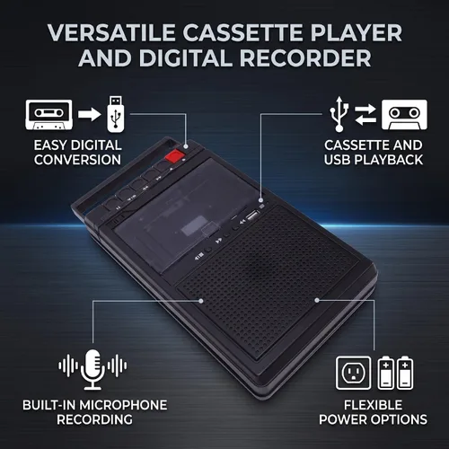 Vista 3 de Grabador portátil del reproductor de cinta del casete de la caja
