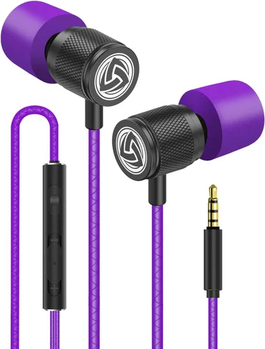 Vista 40 de LUDOS Auriculares con cable ultra intraauriculares, 5 años de garantía, auriculares con micrófono, auriculares con cancelación de ruido, espuma
