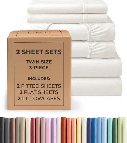 Vista 312 de Pack of 2, Twin Size 3 Piece Sheet Set - Breathable & Cooling - White