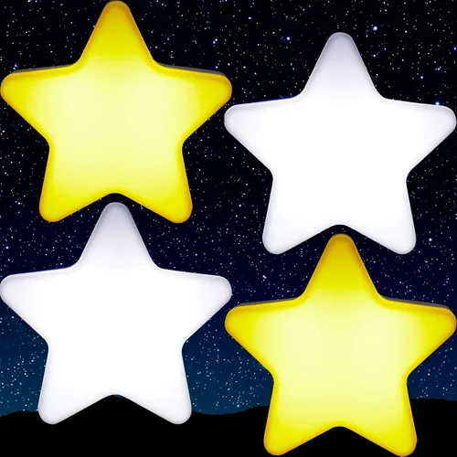 Vista 8 de Mudder 4 piezas de luz nocturna de estrella enchufable a la pared, luz nocturna LED suave, linda lámpara de pared para cuarto de bebé, sensor