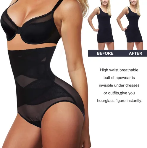 Vista 3 de Nebility Fajas moldeadoras para mujer de cintura alta con control de abdomen doble para entrenamiento de cintura