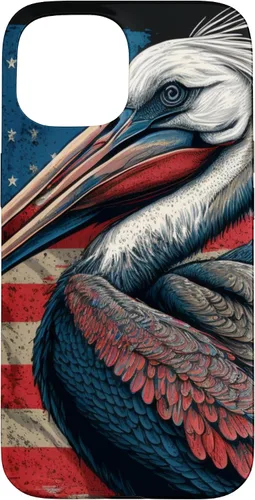 Vista 6 de Funda para iPhone 16 Pelican Bird Patriotic Vintage American Flag Pelícano