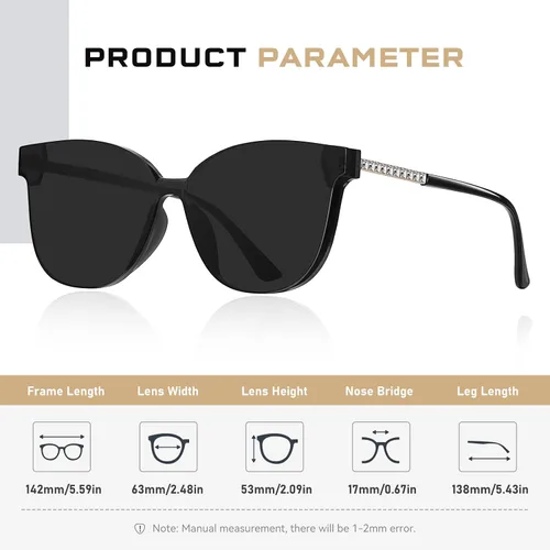 Vista 4 de Colrea Gafas de sol cuadradas clásicas para mujer sin marco modernas protección UV CL22001