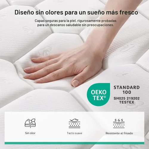 Vista 8 de Novilla Colchón individual de 6 pulgadas, Bonnell Spring Hybrid con soporte Blanco