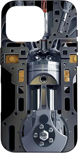 Vista 20 de Mecánico Motor Metal Pistón Cilindros Metal PC Case para iPhone 17