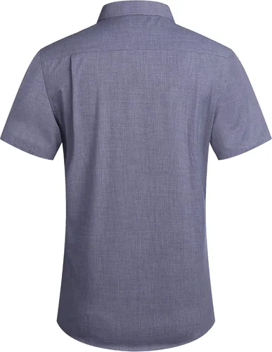 Vista 4 de COOFANDY - Camisa de lino de manga corta con botones estilo informal para hombre, para la playa