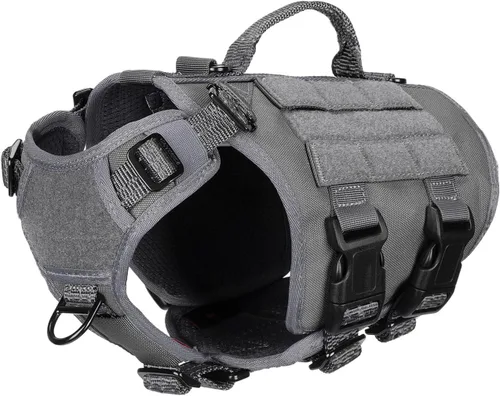 Vista 10 de ICEFANG GN3 Arnés táctico para perro con hebilla 6X, chaleco Molle para perro con asa, cobertura corporal 3/4, panel de gancho y bucle para parche