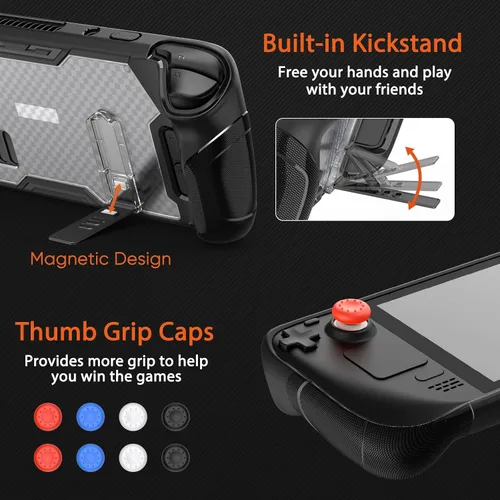 Vista 5 de GORIXER Protective Case for Steam Deck with Kickstand, TPU Protector Cover Accessories with Stand & Screen Protector & Thumb Grips, Full Protection