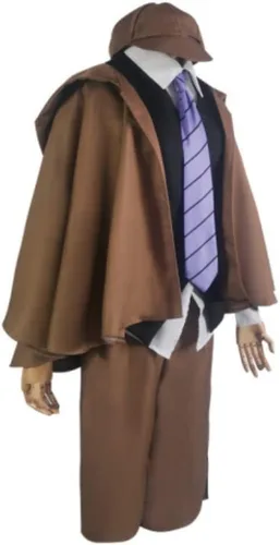 Vista 2 de Edogawa Ranpo - Conjunto completo de disfraz de anime con capa de detective para perros callejeros